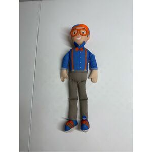 Blippi Bendable Plush Doll, 16” Tall Featuring SFX Squeeze Belly to Hear Works